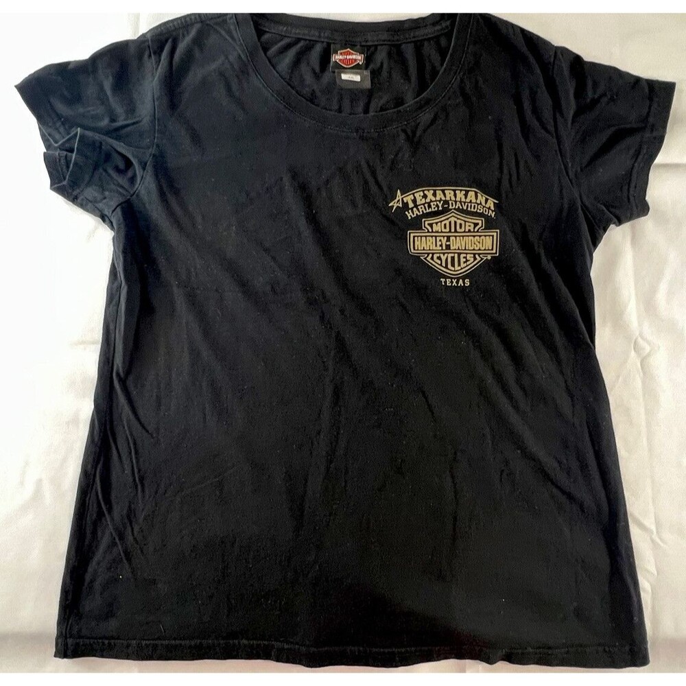 Harley Davidson Womens Black Short Sleeve Texarkana Texas Graphic T-shirt XXL